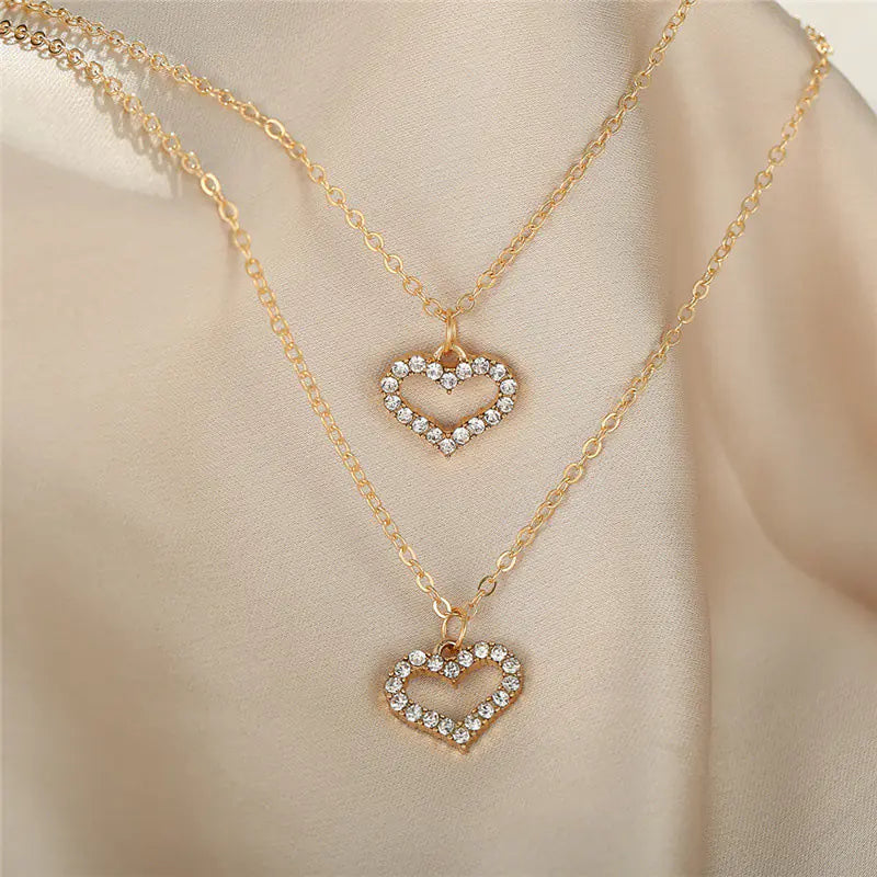 Elegant Heart Layered Necklace for Women