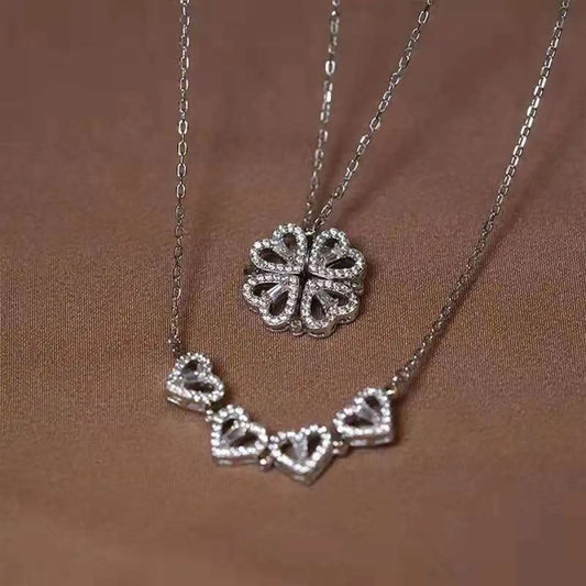 Elegant Clover Heart Necklace