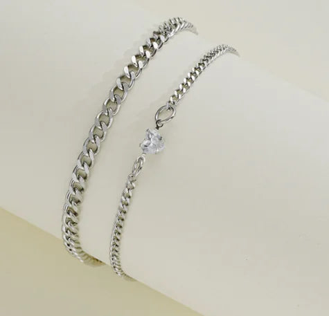 Chic Couples' Silver Magnetic Bracelets