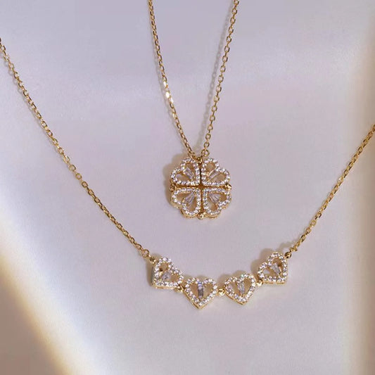 Elegant Clover Heart Necklace