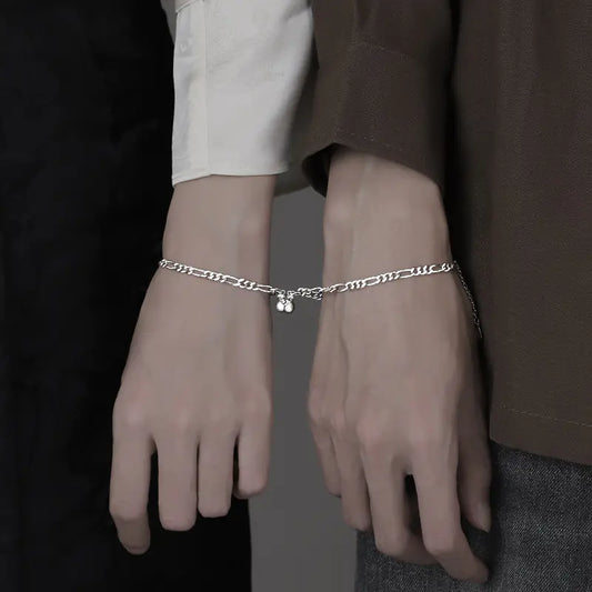 Chic Couples' Silver Magnetic Bracelets