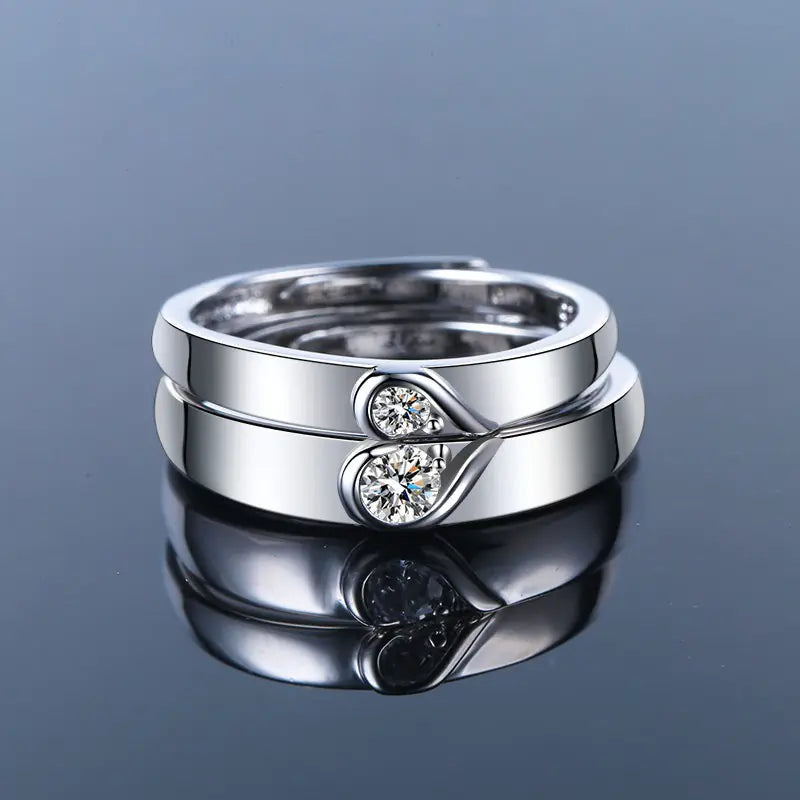 2PCS Love Heart Adjustable Couples' Rings