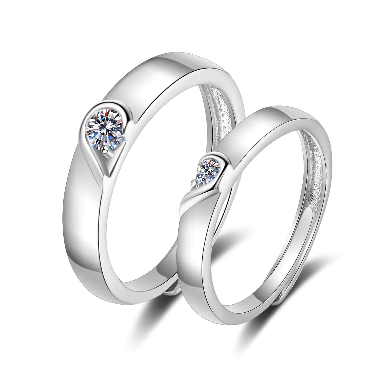 2PCS Love Heart Adjustable Couples' Rings