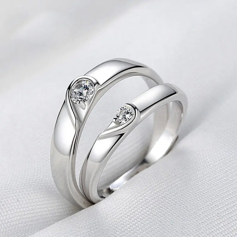 2PCS Love Heart Adjustable Couples' Rings