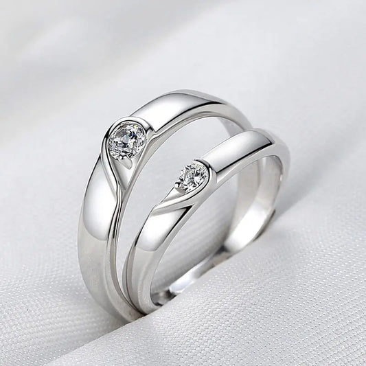 2PCS Love Heart Adjustable Couples' Rings