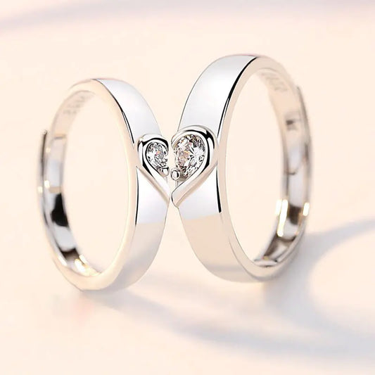 2PCS Love Heart Adjustable Couples' Rings